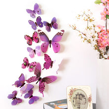 New Qualified Wall Stickers 12pcs Decal Wall Stickers Home Decorations 3D Butterfly Rainbow  PVC Wallpaper for living room