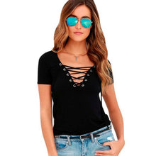 Fashion Womens T Shirt Loose Bandage Pullover Short Sleeve Tops 2017 Girl Lady Summer Beachwear Shirt