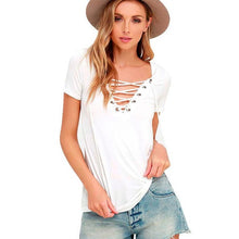 Fashion Womens T Shirt Loose Bandage Pullover Short Sleeve Tops 2017 Girl Lady Summer Beachwear Shirt