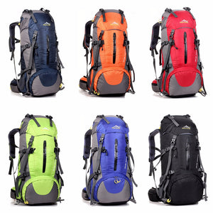 Pratical 50L Waterproof Outdoor Hiking Backpack Camping Travel Bags Climbing Backpack Knapsack with Rain Cover
