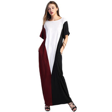 SHEIN Color Block Full Length Dress With Pockets Summer Dresses Casual Short Sleeve T-shirt Dress Maxi Long Dresses